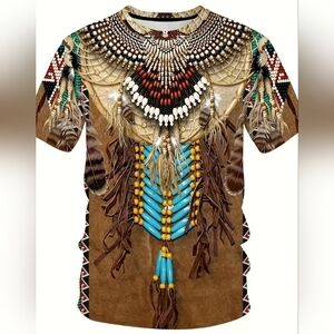 Native American Culture Style Shirt Emulating Costume Worn Polyester Unisex
